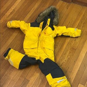 Didrikson Waterproof Never-Cold Yellow Snowsuit with Fur Hood (110cm / 5T+)
